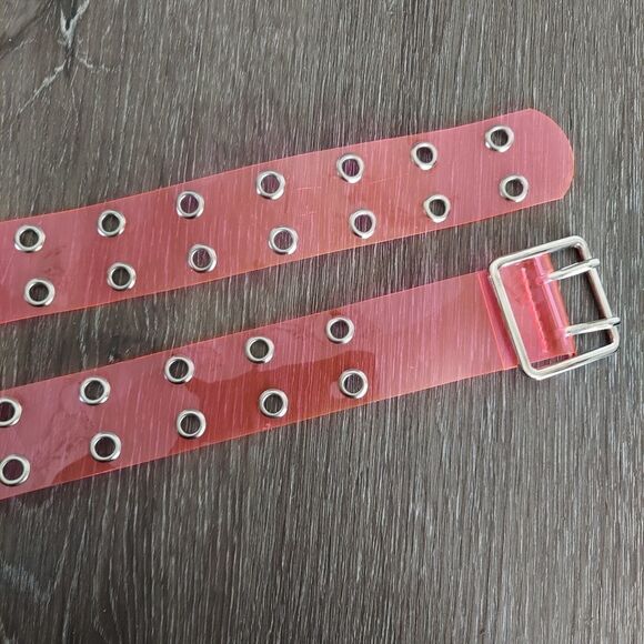 Clear Grommet Belt in Pink 40.5" Long - Picture 3 of 5